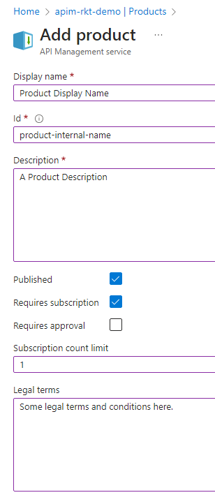 Azure API Management - Create Product